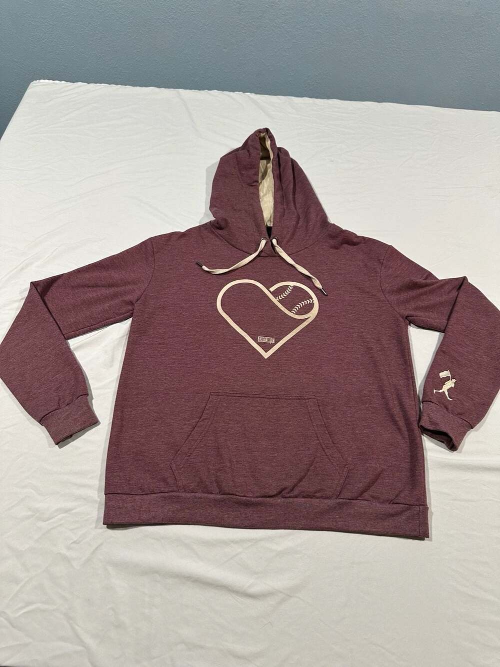 Baseballism Women's Heart Seams Hoodie Burgundy Size L